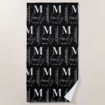 Monogram personalised modern minimal black family beach towel<br><div class="desc">Modern monogram family black and white stylish elegant matching family gift. Ideal for family reunions,  vacations,  birthday and Christmas parties.</div>