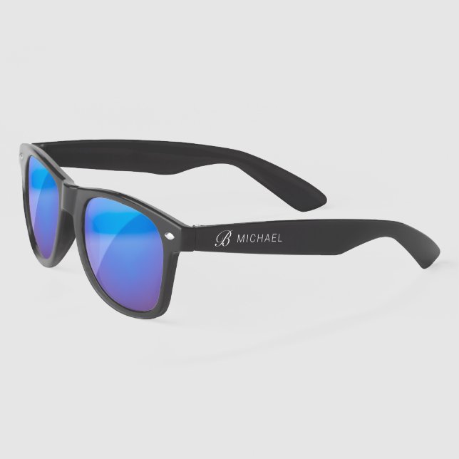 Monogram Personalised Name Modern Script Sunglasses (Left)