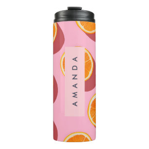 Monogram Personalised Orange Slice Pattern Thermal Tumbler