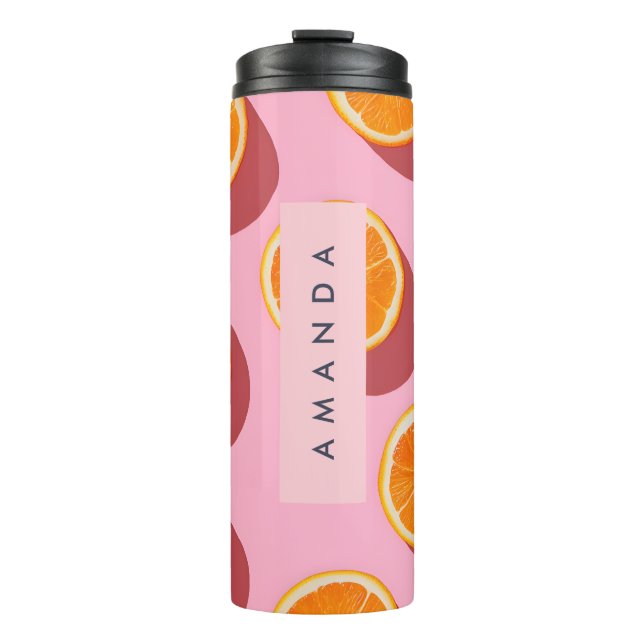 Monogram Personalised Orange Slice Pattern Thermal Tumbler (Front)