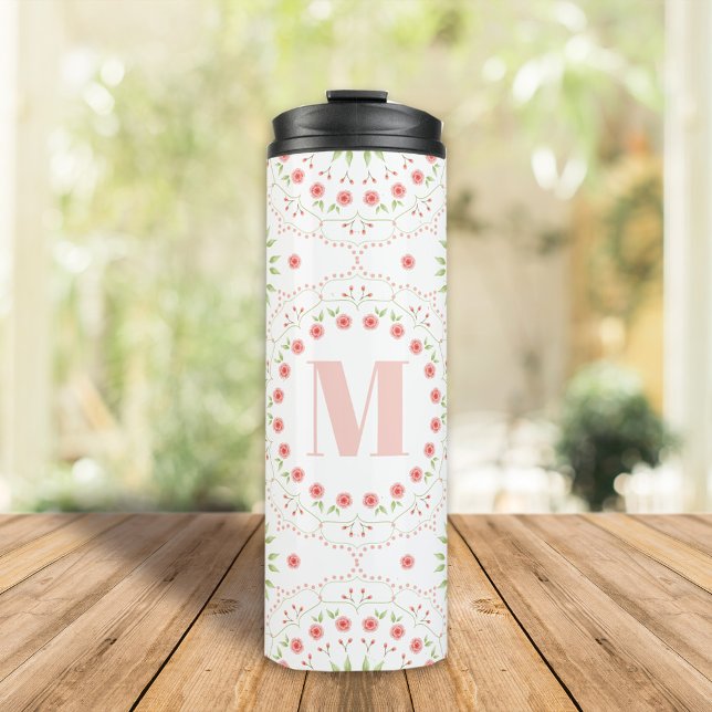 Monogram Personalised Pink Blush Stylish Custom Thermal Tumbler (Creator Uploaded)
