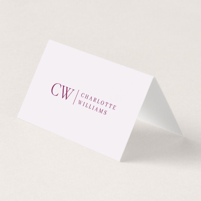 Monogram Personalised Pink Business Folded Card (Front)