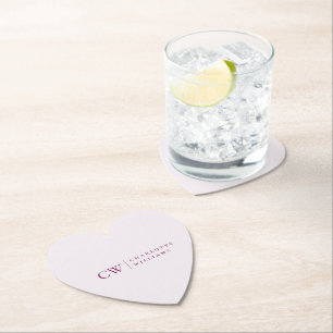 Monogram Personalised Pink Heart Paper Coaster