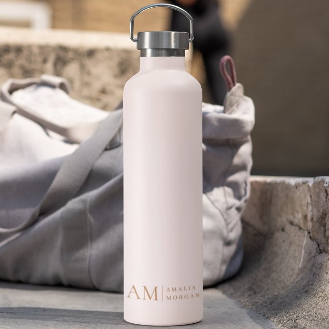 Monogram Personalised Pink Initial And Name  Water Bottle (Creator Uploaded)