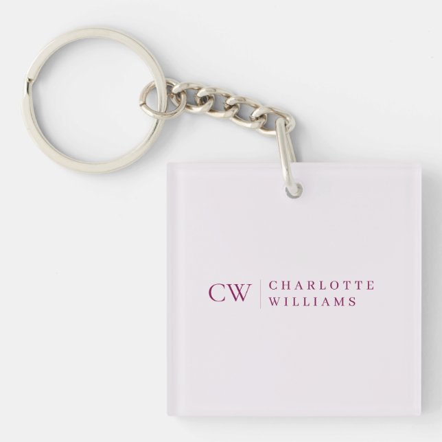 Monogram Personalised Pink Initial Keychain (Front)