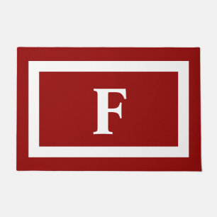 Monogram Personalised Red White Family Doormat