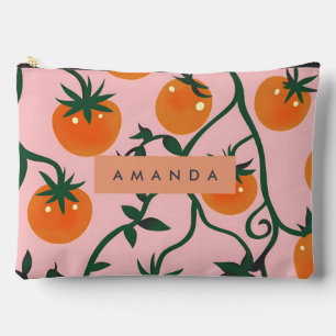 Monogram Personalised Retro Tomato Vine Pattern Accessory Pouch