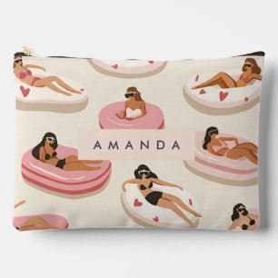 Monogram Personalised Summer Pool Float Pattern  Accessory Pouch