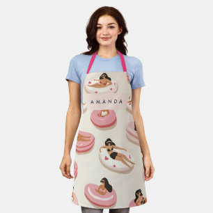 Monogram Personalised Summer Pool Float Pattern Apron