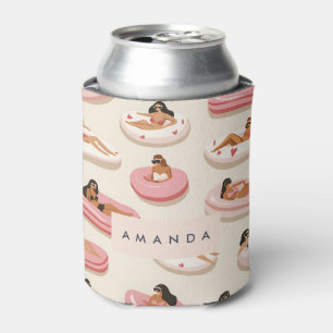 Monogram Personalised Summer Pool Float Pattern  Can Cooler