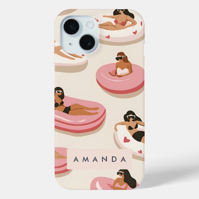 Monogram Personalised Summer Pool Float Pattern  Case-Mate iPhone Case (Back)