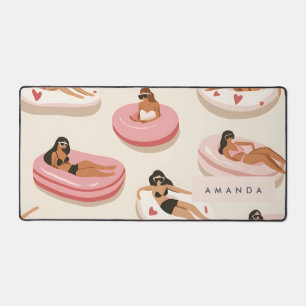 Monogram Personalised Summer Pool Float Pattern  Desk Mat