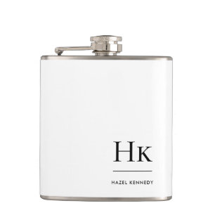 Monogram Personalised White Monogrammed Hip Flask