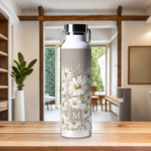 Monogram Personalised Wildflower Floral Water Bottle