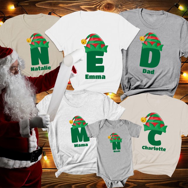 Monogram Personalised With Name Christmas T-Shirt (Creator Uploaded)