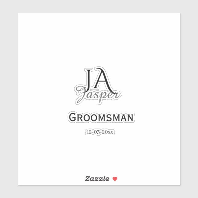 Monogram personalized groomsman best man name date (Sheet)