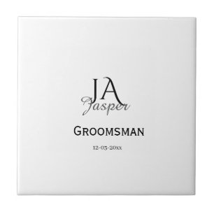 Monogram personalized groomsman best man name date ceramic tile