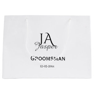 Monogram personalized groomsman best man name date large gift bag