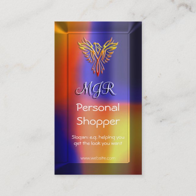 Monogram Phoenix, Personal Shopper, lens-effect Business Card (Front)