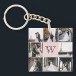 Monogram Photo Collage Blush Pink Key Ring<br><div class="desc">Get this monogrammed keychain with 8 of your favourite photos on it. It has a place for you to add your initial. This is great for wedding photos,  baby photos,  and family photos.</div>