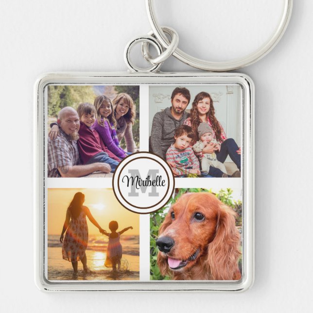 Monogram photo collage family key ring (Front)