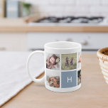Monogram Photo Collage Mug | Slate<br><div class="desc">Customize this classic white mug with eight of your favorite Instagram or square photos in a gridded collage layout. Add treasured photos of family, children or grandchildren to create a sweet keepsake and a one of a kind gift for moms, dads, grandmothers, or grandfathers. Your single initial monogram appears on...</div>