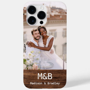 Monogram Photo Couple Wood Personalised Name Case-Mate iPhone 14 Pro Max Case