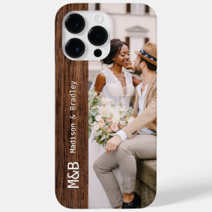 Monogram Photo Couple Wood Personalised Name Case-Mate iPhone 14 Pro Max Case