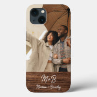 Monogram Photo Couple Wood Personalised Name
