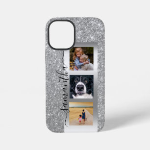 Monogram Photo Glitter Rose Gold Handwritten iPhone 12 Mini Case
