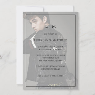 Monogram Photo Modern Celebration of Life Invitation