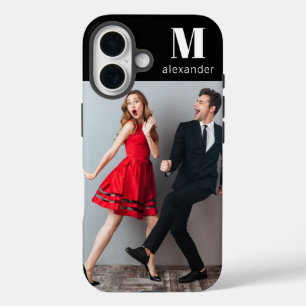Monogram Photo Modern Personalised Name iPhone 16 Case
