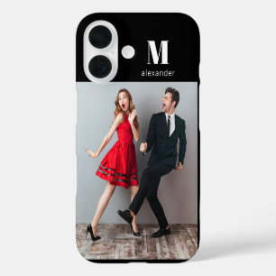 Monogram Photo Modern Personalised Name iPhone 16 Case