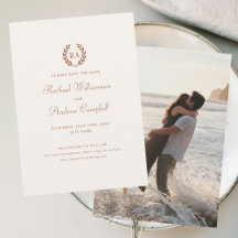 Monogram Photo Save the Date Terracotta Cream