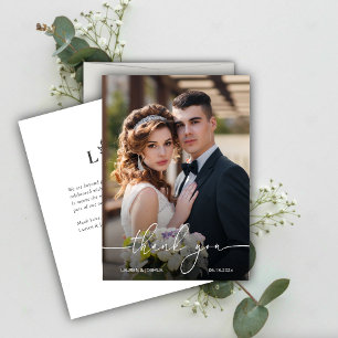 Monogram Photo Script Wedding Thank You Card