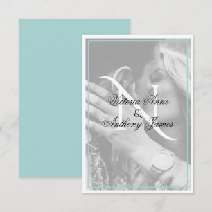Monogram Photo Script Wedding Thank You Card