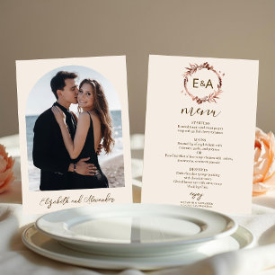 Monogram Photo Wedding Menu Card