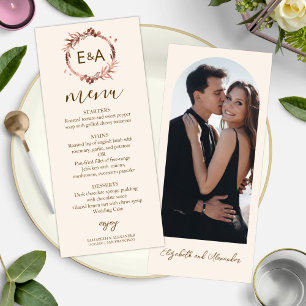 Monogram Photo Wedding Menu Card