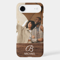 Monogram Photo Wood Grain Timber Personalised Name