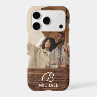 Monogram Photo Wood Grain Timber Personalised Name