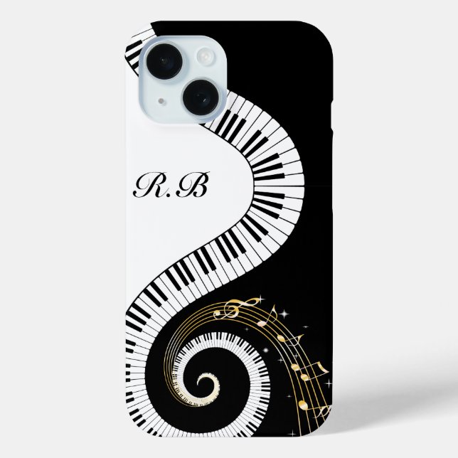 Monogram Piano Keys and  Musical Notes Case-Mate iPhone Case (Back)