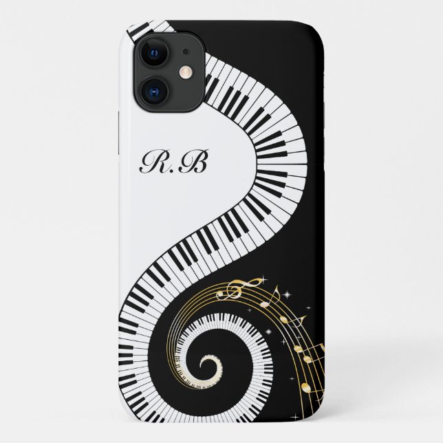 Monogram Piano Keys and  Musical Notes Case-Mate iPhone Case (Back)