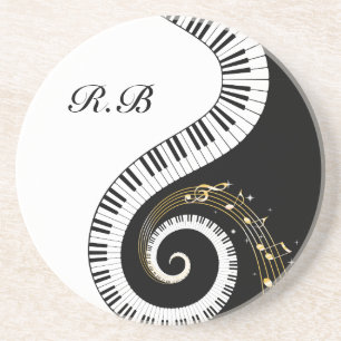 Monogram Piano Keys and Musical Notes Coaster