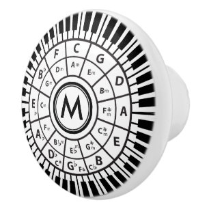 Monogram Piano Keys Circle of Fifths Ceramic Knob