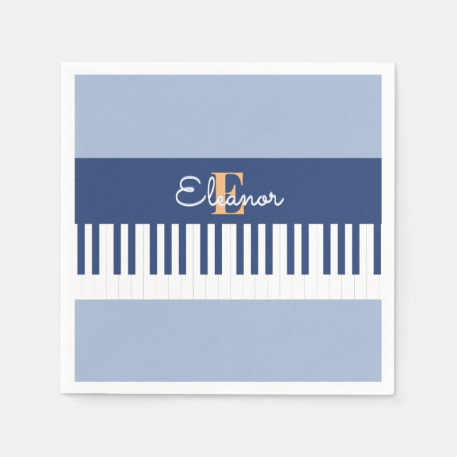 Monogram Piano Keys Musical Keyboard Music Lover Napkin (Front)