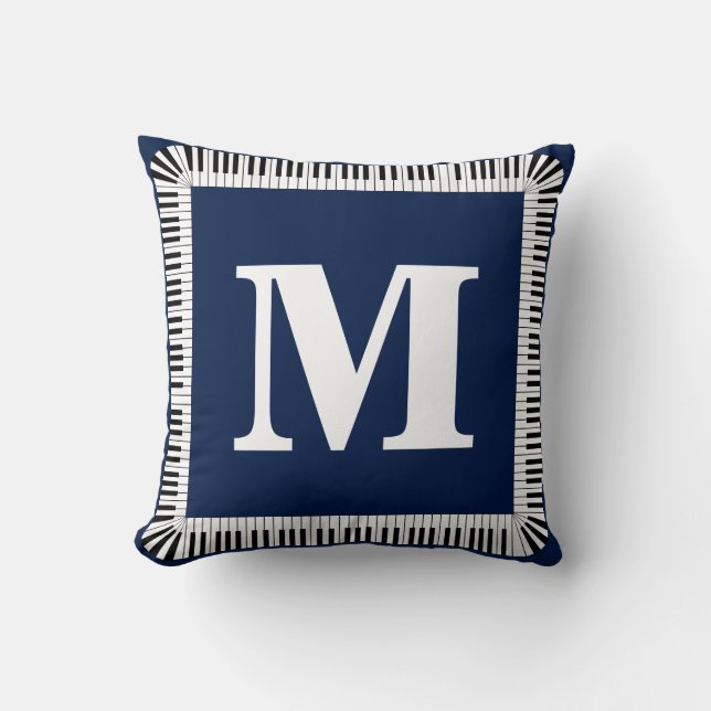 Monogram Piano Music Key Throw Pillow 16" x 16" (Front)