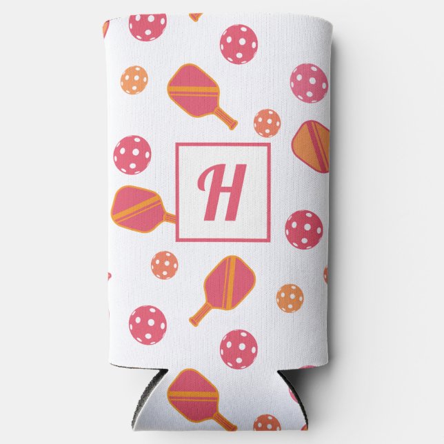 Monogram Pickleball Paddles and Balls Seltzer Can Cooler (Front)