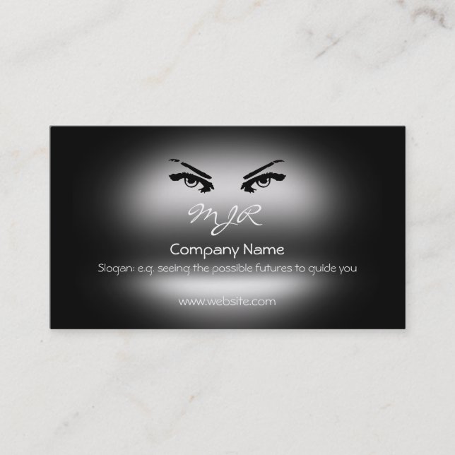 Monogram, Piercing Womans Eyes, metallic-effect Business Card (Front)