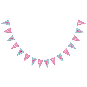 Monogram Pink And Blue Seahorse Under The Sea Bunting