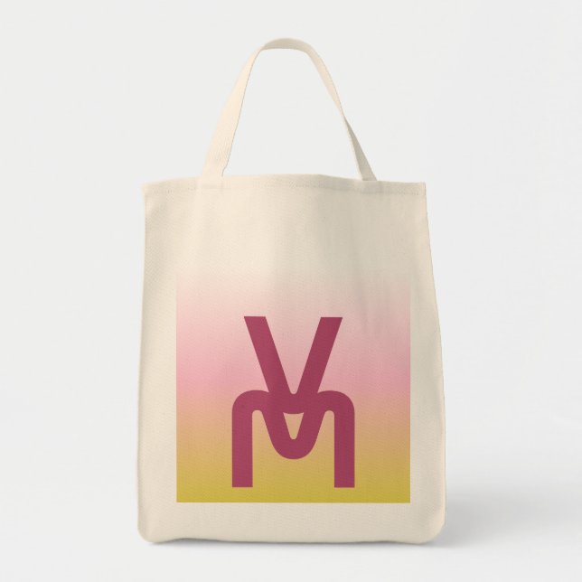 Monogram Pink and Gold Gradient Tote Bag (Front)